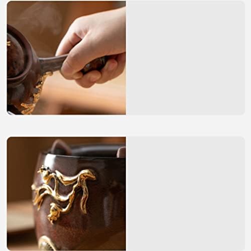 Tea Pots For Loose Tea Colored Gold Engraving Soaking Teapot Red Kiln Variable Burning Tea Tea Set Household Craft Teapot Tea Infuser Pot(B) - Image 3