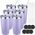MEZMUT 20oz Insulated Tumbler Cup Travel Coffee Mug with Lid(Purple,6 Pack) by MEZMUT