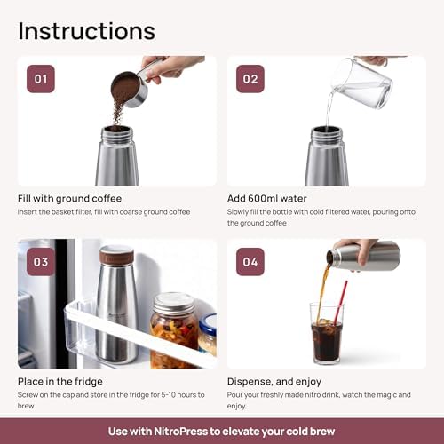 NitroPress Cold Brew Coffee Maker - Stainless Steel Home Brew Kit - Image 6