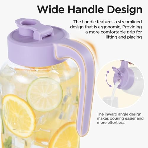 Mason Jar Pitcher, 2 pcs 64 oz (2 quart), Glass Pitcher with Lid - Image 2