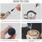 Handheld Electric Milk Frother, 3 Speed Stainless Steel Foam Maker, USB Rechargeable with Charging Base, 2 Whisks, LED Battery Indicator - for Coffee, Latte, Cappuccino, Hot Chocolate - Image 5
