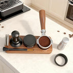 8 PCS Espresso Accessories Kit, 51mm Spring Loaded Espresso Tamper Kit with Wood Espresso Tamping Station, WDT, Stainless Steel Distributor, Dosing Funnel, 2 Puck Screen, Brush (51mm) - Image 2