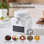 Ceramic Coffee Canister with Airtight Lid and Scoop, Large 74 Fl Oz / 2.2 L Kitchen Food Storage Container Jar for Grounds Coffee, Beans, Tea, Sugar, Flour, Cereal, Nuts, Cookie, White - Image 4