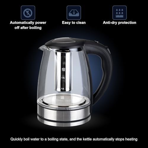 1.8L Electric Glass Kettle with Tea Infuser, 1200W Fast Boiling Tea Maker - Image 5