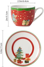 Christmas Espresso Cups & Saucers Set of 6, 3oz Small Coffee Mugs, Ceramic Demitasse Cup for Tea, Latte, Expresso Shot Cup for Espresso Machine & Coffee Maker, Christmas Gifts for Coffee Lovers - Image 2