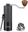 Manual Coffee Grinder, Burr Coffee Bean Grinder with CNC Stainless Steel Burr, Aluminum Alloy Body, Magnetic Wooden Handle, Adjustable Hand Coffee Grinder for Espresso, Pour Over, French Press by RCOAIMT