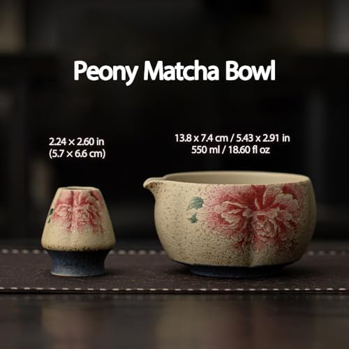 8-Piece Matcha Whisk Set - Matcha Bowl Set with Cat Pattern, Hand-Painted Cat and Floral Japanese Tea Kit, Ideal Gift for Birthdays, Christmas and Valentine Day, Flint Red Porcelain - Image 5