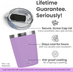 CUPKIN Toddler Tumblers, The Original 12 oz Stackable Stainless Steel Cups, Set of 2 Powder Coated Insulated Kids Water Bottle Alternative & BPA Free Lids + Reusable Silicone Straws (Pink + Purple) - Image 3