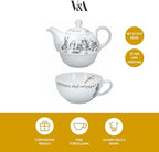V&A Alice in Wonderland Teapot and Cup Set For 1 in Gift Box, Fine China Tea Set, White, 250 ml - Image 2