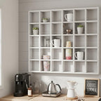 Kigley Oversize Coffee Mug Display Rack Wooden Shelves Rustic Shot Glass Display Case Travel Mug Shelf Wall Mounted Rack Holder Shadow Box(5 x 6,White) - Image 4