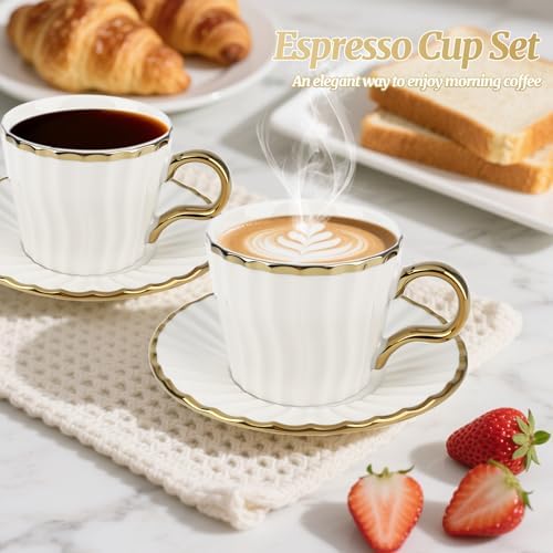 Espresso Cups with Saucers, 3.5 oz Demitasse Turkish Coffee Cup - Image 3