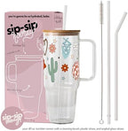 Sip-Sip Hooray! Western Disco Daisy 40oz Glass Tumbler with Lid and Straw, Floral Cowgirl Cup Gift for Women - Image 5