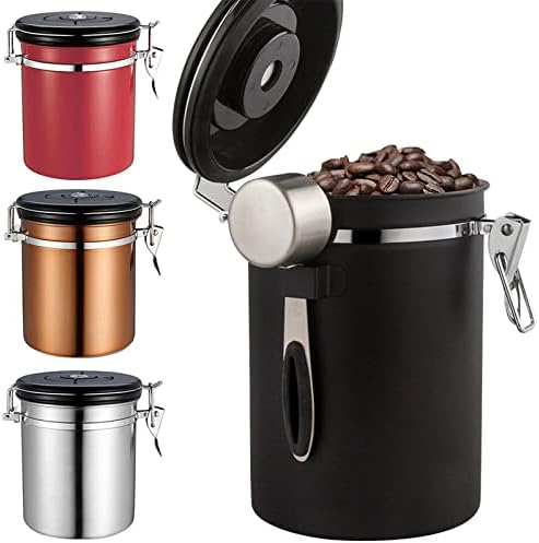 Coffee Bean Container 1500ml Stainless Steel Coffee Bean Sealed Tank Grains Storage Canister Jar Food Container Kitchen Accessories for Beans, Grounds, Tea, Sugar(Gold) - Image 2