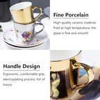 Reflection Cup,Mirror Cup and Saucer,Anamorphic Cup and Saucer,Creativity Tea Cup and Saucer Set,Ceramic Coffee Mug with Saucer and Spoon,for Cappuccino,milks,espresso,tea,coffee,250ml - Image 5
