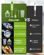 Immersion Blender Handheld 5 in 1 Hand Blender, 1000W Hand Mixer Stick, BPA-Free 12 Speed Handheld Blender with Mixing Beaker, Chopper, Whisk and Milk Frother for Soup, Smoothies, Sauce, Baby Food - Image 3
