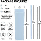 Volhoply 16oz Plastic Skinny Tumbler With Lid and Straw Bulk 8 Pack,Insulated Double Wall BPA Free Matte Acrylic Tumblers,Iced Coffee Mug Reusable Party Cup,Customizable Diy Gifts(Assort color,8 Set) - Image 2