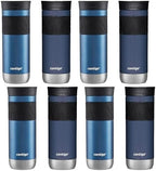 Contigo SNAPSEAL Insulated Stainless Steel Travel Mug with Grip. Blue Corn Transparent Satin & Midnight Berry, 20 oz (Pack of 8) by Contigo