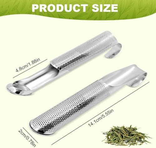 Stainless Steel Tea Diffuser with Hook, Extra Fine Mesh Tea Strainer for Loose Leaf Tea, Reusable Pipe Tea Infuser and Steeper for Cups, Coffee, Herbs, Spices, Seasonings, 1 Piece - Image 2