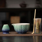 Matcha Whisk Set, Matcha Bowl with Spout(17oz), Matcha Whisk and Holder, Bamboo Matcha Scoop - 4 Pcs Ceremonial Grade Matcha kit for Matcha Tea Lovers Blue & Green by Unknown