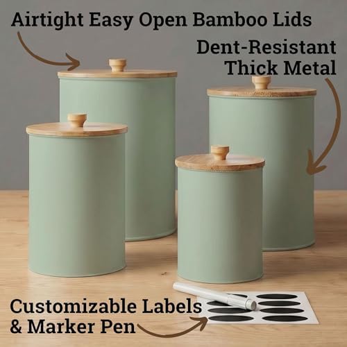 Kitchen Canisters for Countertop Set of 4 w/ Chalkboard Labels & Marker Pen - Image 2