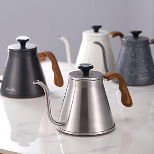 LEIYTFE 1200ML Coffee Kettle with Lid,Stainless Steel Hand Drip Coffee Pot,Tea Pot Gooseneck Kettle Stovetop Stainless Steel Kettle Pour Over for Brewing Tea Coffee (Color : Flower Rock ash) - Image 4