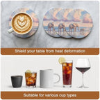 Beach Elephant Drink Coasters Set of 8 with Holder,Absorbent Round Ceramic Coasters for Desk,Natural Seaside Scenery Modern Paint Art Cup Mats for Home Kitchen Office Party Coffee Table Decoration - Image 7