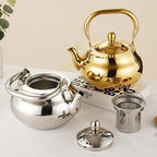 Gold Tea Kettle Stovetop, 304 Stainless Steel Tea Pot, Teapot with Tea Strainer Home Restaurant Induction Cooker - Image 4