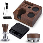 58mm Espresso Tools Set for Gaggia, Rocket, Lelit & ECM – Walnut Organizer Station, Spring Loaded Self Leveling Tamper, Distribution Tool, WDT Stirrer & Precision Digital Scale by KNODOS