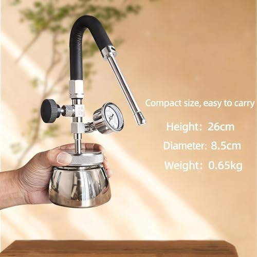 Outdoor Milk Frother, Stainless Steel Steam Milk Frothing Pitcher, Electric Milk Steamer, Split Design, with 3-hole Nozzle/Air Pressure Gauge, Washable and Easy To Clean, for Latte.(Black) - Image 4