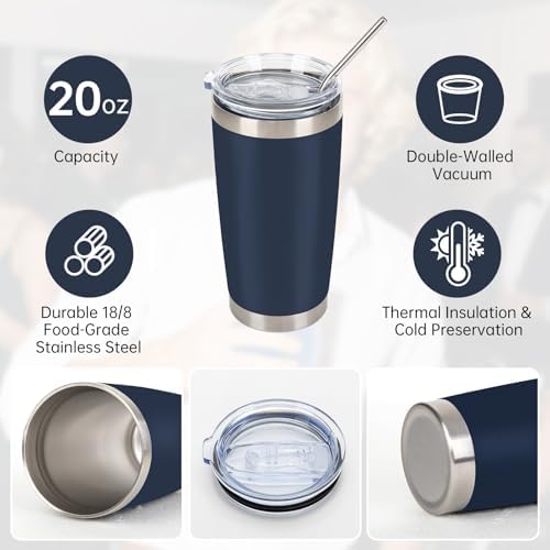 IEOVIEE 32 Pack 20oz Stainless Steel Insulated Bulk Tumblers with Lid&Straw - Image 5