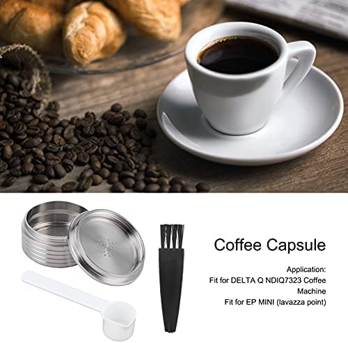 Tyenaza Coffee Filter, Reusable Stainless Steel Coffee Capsule with Spoon Brush, Film Spoon Brush Set Fit for NDIQ7323 Coffee Maker Machine - Image 4