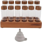 Aramox Coffee Bean Cellars, Coffee Bean Storage Tubes with Walnut Wood Stand Lid Glass Cellars Single Dose Coffee Bean Container for Kitchen (2 Rows 12 Holes) by Aramox