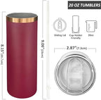 20 oz Skinny Tumblers Bulk with Lids and Straws Mixed,8 pack - Image 2