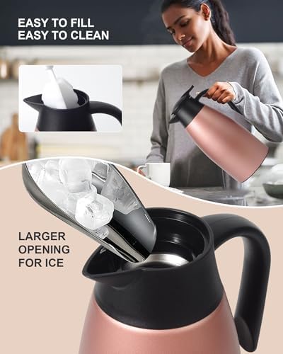 70 oz Thermal Coffee Carafe for keeping hot, Updated Carafe for hot liquid, Airpot Insulated Stainless Steel Vacuum Thermal Pot for Coffee, Hot Water,Keep Hot 12 Hours (pink+pink) - Image 4