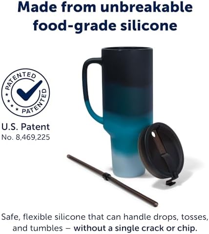 Silipint 64oz Silicone Tumbler with Handle, Flip Lid and Straw – BPA-Free, Non-Toxic, Freezer, Microwave, Dishwasher Safe Tumbler – Perfect for Tea, Smoothies (Moon Beam) Pack of 1 - Image 3