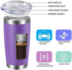 VEGOND 20oz Tumbler with Lid and Straw Stainless Steel Tumbler Cup Bulk Vacuum Insulated Double Wall Travel Coffee Mug Powder Coated Coffee Cup, Purple, 12 Pack - Image 2