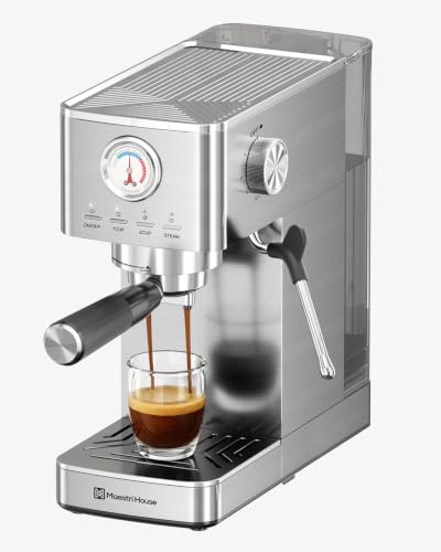 Maestri House Slim Espresso Machine with Milk Frother, 20 Bar Italian Pump by MaestriHouse