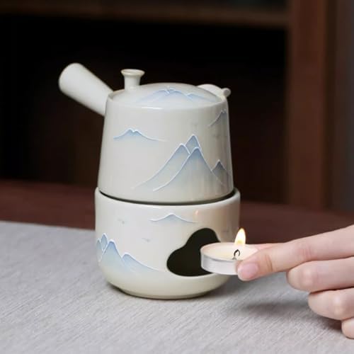 Tea Pots For Loose Tea Simple Ceramic Hand-painted Landscape Side Handle Teapot Household Underglaze Color Candle Warm Tea Brewing Teapot Tea Infuser Pot - Image 6