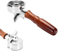 DIBTSA 58mm Espresso Portafilter Compatible with La Marzocco,Double Spouts 2 Ears, Stainless Steel Head and Filter Basket and Wood Handle by DIBTSA