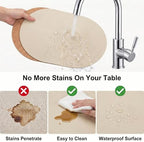 Premium Oval Faux Leather Placemat & Coaster Set with Innovative Cork-Look Printed Base，4/6/8-Piece Sets & 8 Colors，Non-Slip Dining Table Mats for Kitchen Dining - Image 3