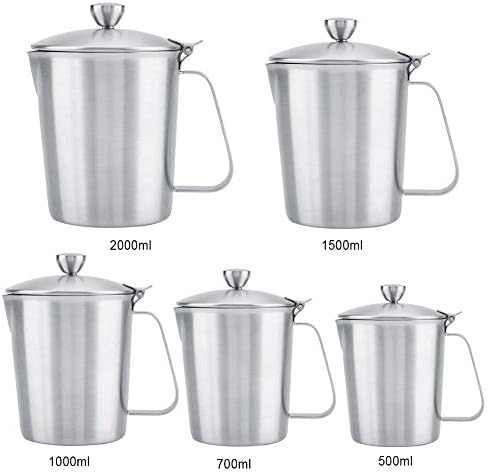 Stainless Steel Milk Frothing Pitcher with Lid and Measurement, Milk Steaming Cup for Latte and Cappuccino, Frothing Jug for Foamy Milk with Thermometer(2000ml) - Image 7