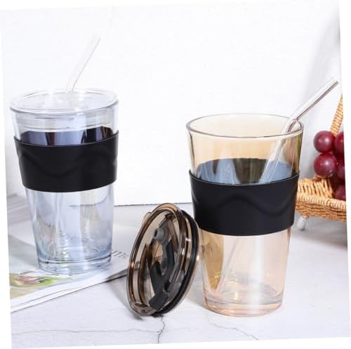 2pcs 450ml Glass Water Cups with Straws and Lids, Cold Brew Coffee and Tea Drinking Bottles with Silicone Sleeve, Reusable Beverage Tumblers for Home and Travel - Image 6