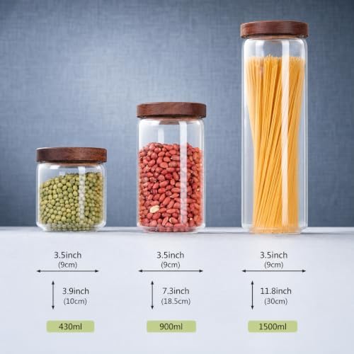 5 Piece Kitchen Canister Set, Airtight Lid Food Storage Jars for Coffee Beans, Flour, Sugar, Rice, Spaghetti - Image 2