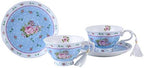 London Boutique Coffee Tea Cups and Saucers Set Afternoon Tea Vintage Flora Rose Gift Box 7.5oz (Rose Blue Set 2) - Image 5