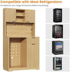 kepptory 72" Tall Bar Cabinet with Mini Fridge Space, Fluted Coffee Liquor Hutch Cabinet with Storage, Tall Home Bar with LED Light & Power Outlet for Kitchen Dining Room or Living, Natural - Image 5