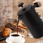 Stainless Steel French Press Coffee Maker 34Oz 1000ml, Double Wall Insulated Coffee Press with 3-Level Filtration, No Plastic Touching Cafe, Dishwasher Safe Tea Brewer for Camping Travel Gift - Image 7
