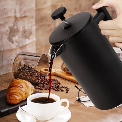Stainless Steel French Press Coffee Maker 34Oz 1000ml, Double Wall Insulated Coffee Press with 3-Level Filtration, No Plastic Touching Cafe, Dishwasher Safe Tea Brewer for Camping Travel Gift - Image 7