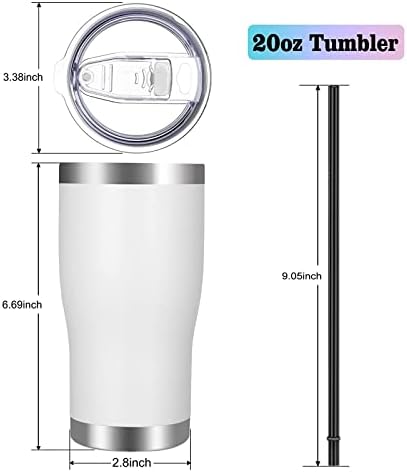 VEGOND 20oz Tumbler Stainless Steel Tumbler Cup with Lid And Straw Vacuum Insulated Double Wall Travel Coffee Mug(White 6 Pack) - Image 2