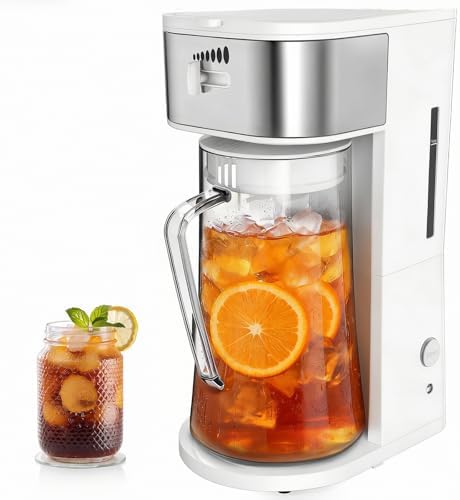 Iced Coffee Tea Maker With Reusable Filter Basket 3 QT Pitcher Iced Tea And Coffee Machine, Tea Makers For Iced Tea, Lattes, Lemonade And Flavored Water (3QT 2) by WATOFT