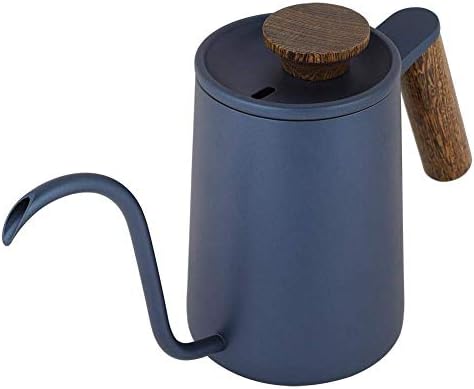Fdit Gooseneck Coffee Kettle, Precision Pour Stovetop Drip Pot for Pour Over Tea 304 Stainless Steel Blue Wooden Handle Thermometer Lid Vent 600ml 1 Pack - Image 7